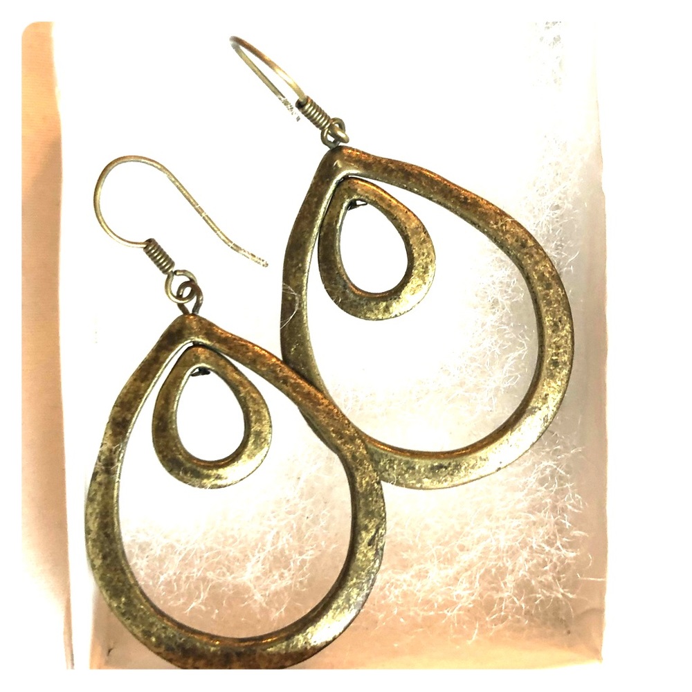 Burnished gold colored tear drop earrings
